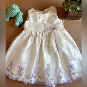 American Princess Cream and Purple Embroidered Dress